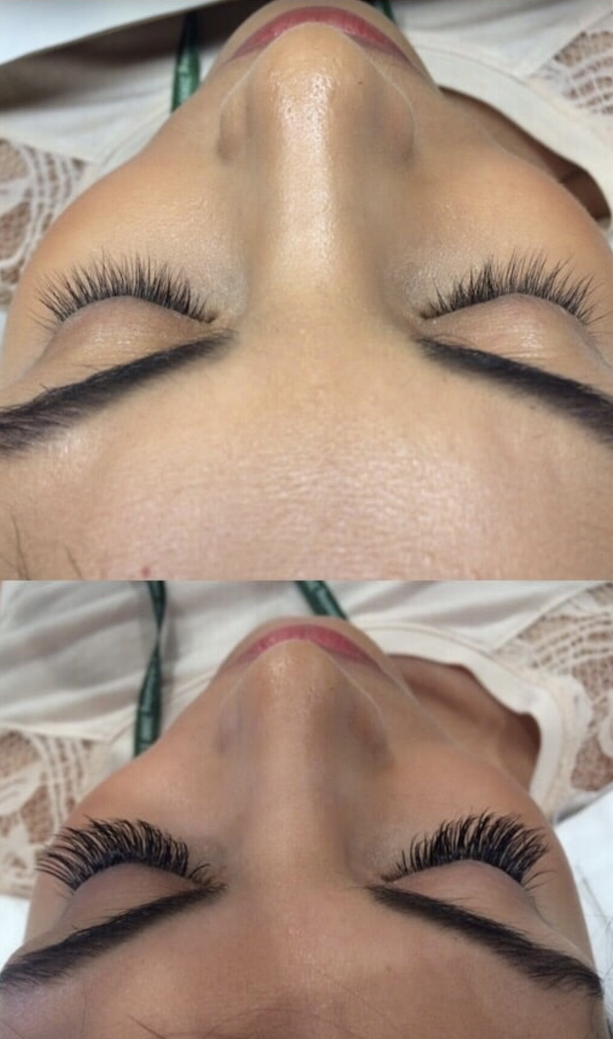 Before and after eyelash extensions eyes closed transformation